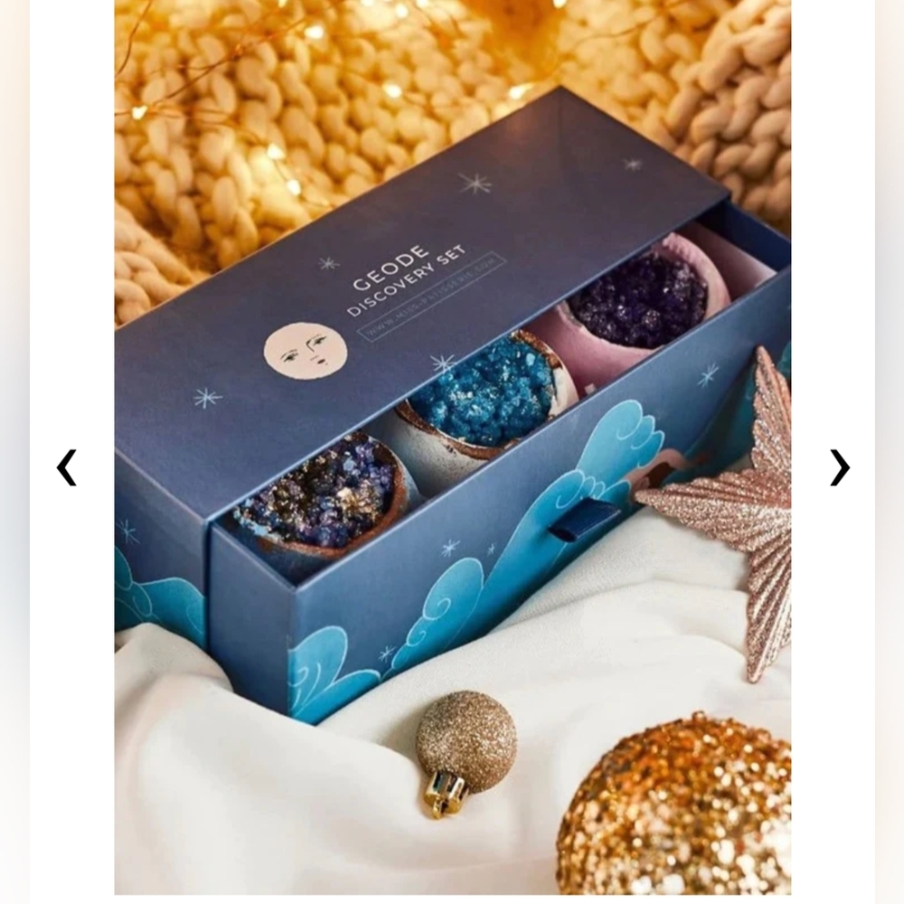 🌸 Bath Bomb Geode Geological Gift Box with 3 from Patisserie London NIB - Picture 2 of 16